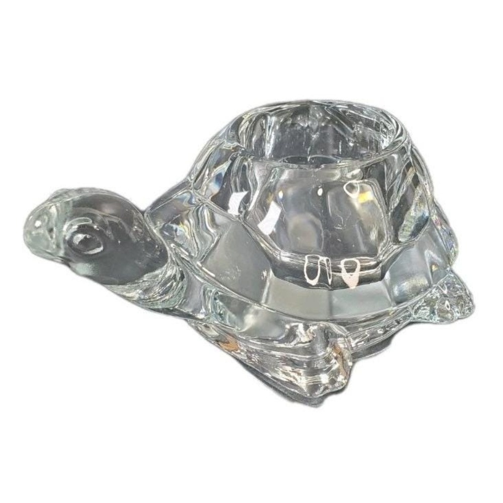 Vintage Indiana Glass Turtle‎ Crystal Clear Votive Candle Holder Transparent